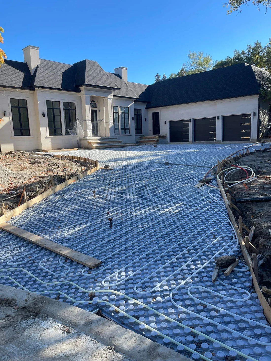 diaganol view of heated driveway construction