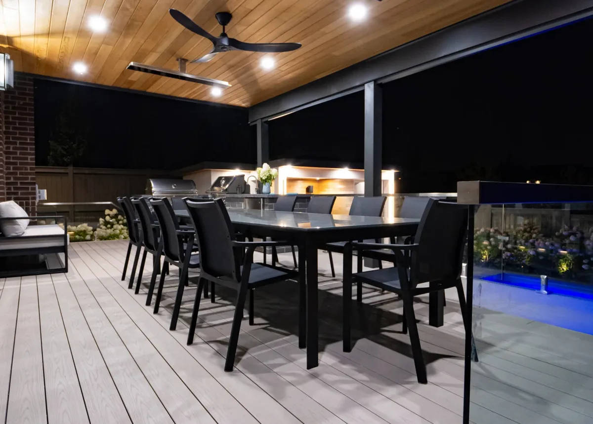low-clearance deck framing showing ventilation and drainage detailing