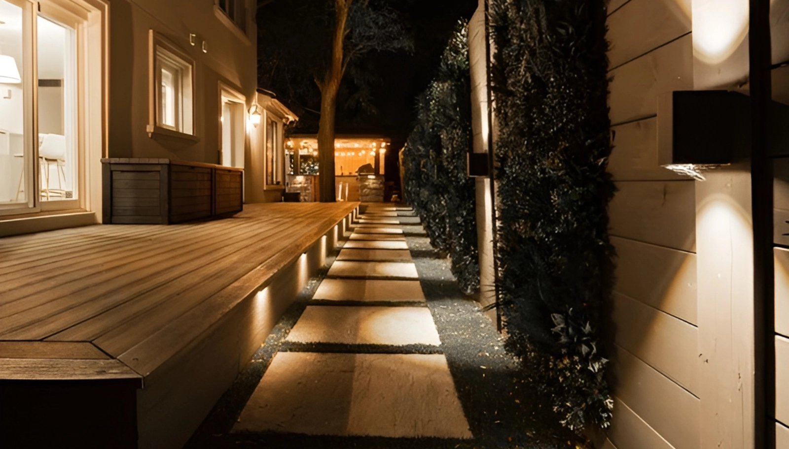 walkway with lights