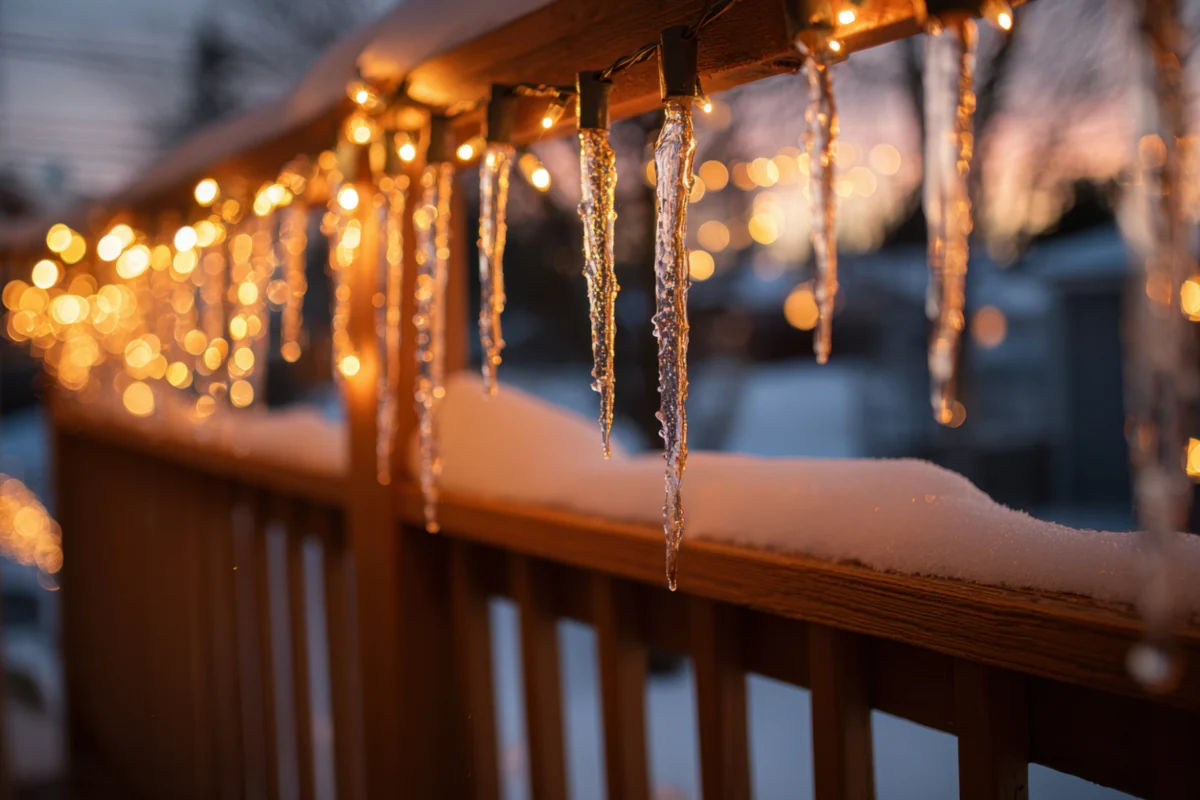 winter dusk or dawn icicles