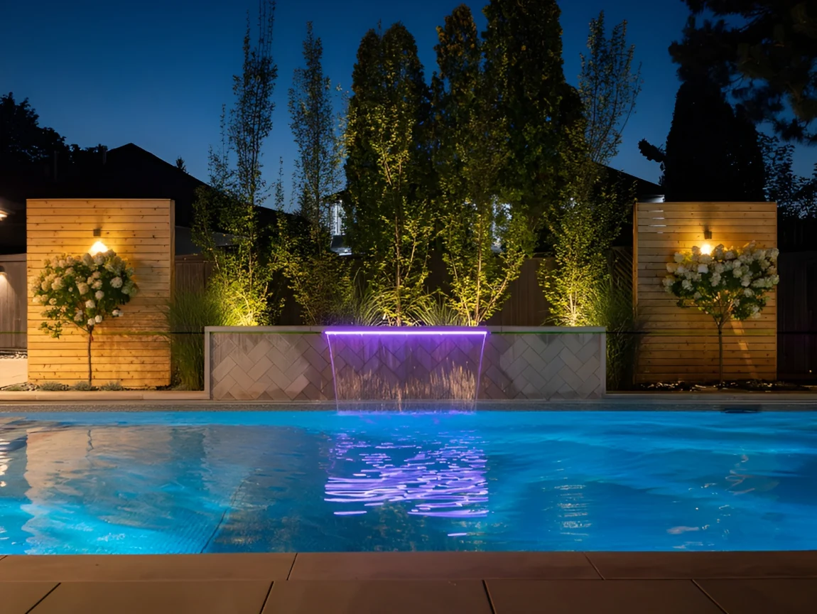 deck near poolside privacy screen