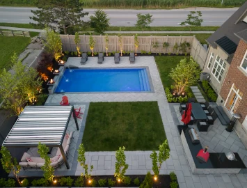 Nicort daytime poolscape top down drone view