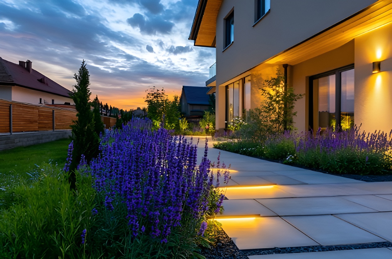 outdoor kitchen with flat roof